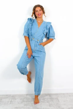 It's Who I Am - Blue Ruffle Denim Jumpsuit -Fashion Clothing Store It sWhoIAm BlueRuffleDenimJumpsuit 7