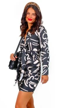 Its My Turn - Black Cream Abstract Stroke Mini Dress -Fashion Clothing Store ItsMyTurn BlackCreamAbstractStrokeMiniDress1