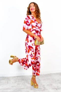 Its Showtime - Red Pink Animal Print Culotte Jumpsuit -Fashion Clothing Store ItsShowtime RedPinkAnimalPrintCulotteJumpsuit 6 2
