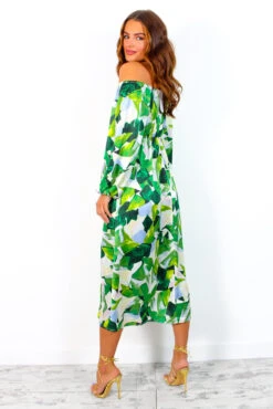 Just Be Good To Me - Green Abstract Print Halter Neck Midi Dress -Fashion Clothing Store JustBeGoodToMe GreenAbstractPrintHalterNeckMidiDress 4