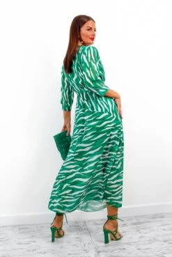Catwalk Just My Stripe - Green Zebra Print Midi Dress -Fashion Clothing Store JustMyStripe GreenZebraPrintMidiDress2