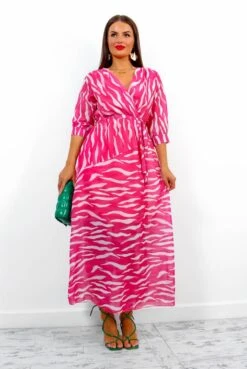 Catwalk Just My Stripe - Pink Zebra Print Midi Dress -Fashion Clothing Store JustMyStripe PinkZebraPrintMidiDress1