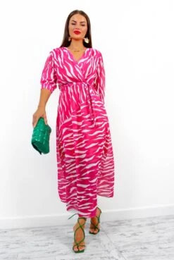 Catwalk Just My Stripe - Pink Zebra Print Midi Dress -Fashion Clothing Store JustMyStripe PinkZebraPrintMidiDress2
