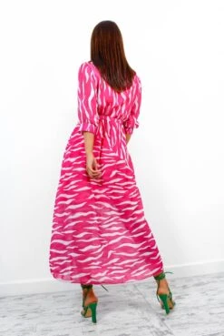 Catwalk Just My Stripe - Pink Zebra Print Midi Dress -Fashion Clothing Store JustMyStripe PinkZebraPrintMidiDress3