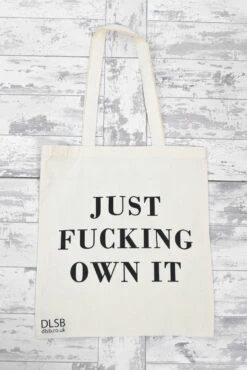 Just Own It - Beige Slogan Canvas Bag 9 Just Own It - Beige Slogan Canvas Bag -Fashion Clothing Store JustOwnIt BeigeSloganCanvasBag 1