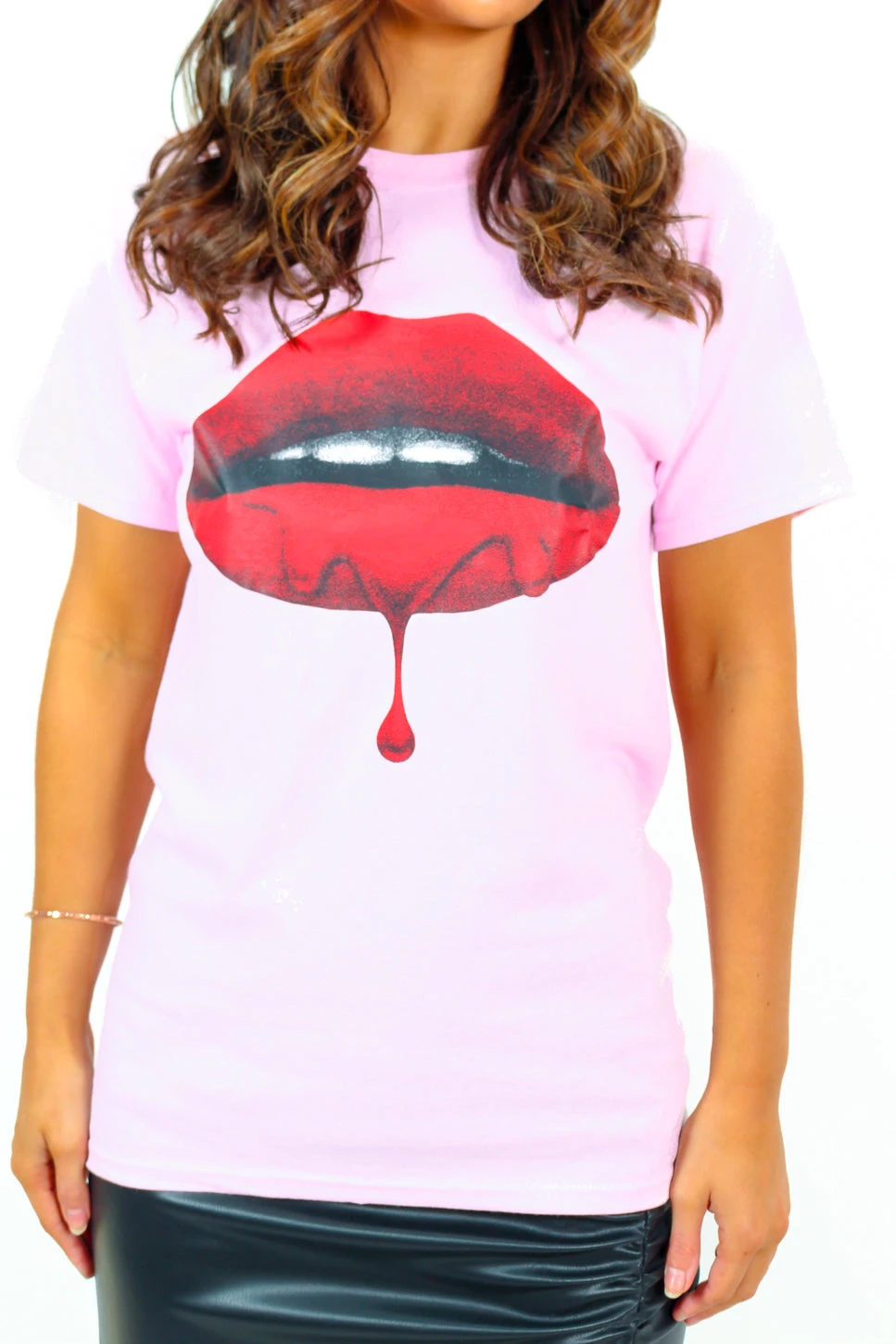 Kiss And Tell - Pink Red Lips Graphic T-Shirt 4 Kiss And Tell - Pink Red Lips Graphic T-Shirt - Image 4
