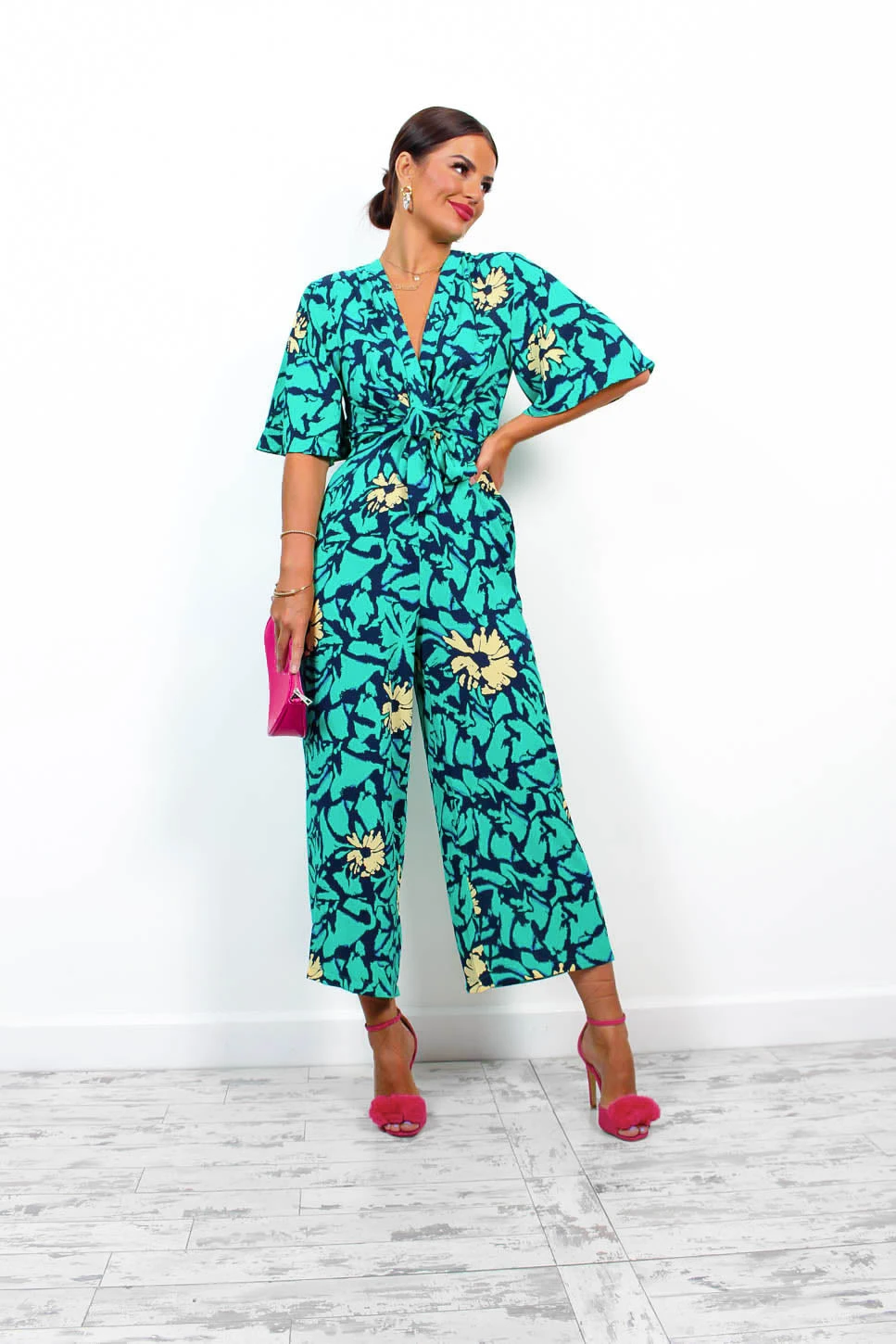 Knot Basic - Green Multi Floral Jumpsuit 1 Knot Basic - Green Multi Floral Jumpsuit