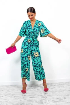 Knot Basic - Green Multi Floral Jumpsuit 9 Knot Basic - Green Multi Floral Jumpsuit -Fashion Clothing Store KnotBasic GreenMultiFloralJumpsuit2