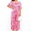 Knot Basic - Pink Multi Tropical Print Jumpsuit