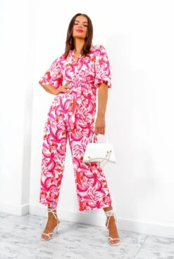 Knot Basic - Pink Multi Tropical Print Jumpsuit 9 Knot Basic - Pink Multi Tropical Print Jumpsuit -Fashion Clothing Store KnotBasic PinkMultiTropicalPrintJumpsuit6