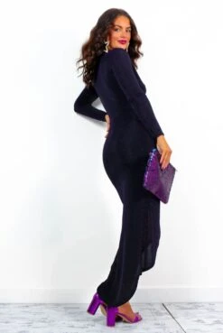 Knot Giving Up - Black Plum Glitter Knot Detail Maxi Dress -Fashion Clothing Store KnotGivingUp BlackPlumGlitterKnotDetailMaxiDress7