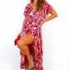 Knot In Love - Black Red Abstract Maxi Dress