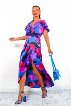 Knot In Love - Cobalt Purple Print Maxi Dress -Fashion Clothing Store KnotInLove CobaltPurplePrintMidiDress3