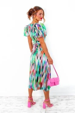 Last But Not Least - Multi Abstract Puff Sleeve Midi Dress -Fashion Clothing Store LastButNotLeast MultiAbstractPuffSleeveMidiDress 5