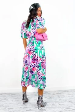 Law Of The Jungle - Lilac Animal Print Midi Dress -Fashion Clothing Store LawOfTheJungle LilacAnimalPrintMidiDress 1