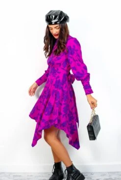 Leave No Trace - Magenta Purple Long Sleeve Mini Dress -Fashion Clothing Store LeaveNoTrace MagentaPurpleLongSleeveMiniDress 5