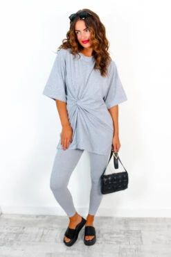 Let's Get Together - Grey Twist Front T-Shirt Legging Co-Ord 9 Let's Get Together - Grey Twist Front T-Shirt Legging Co-Ord -Fashion Clothing Store Let sGetTogether GreyTwistFrontT ShirtLeggingCo Ord 1