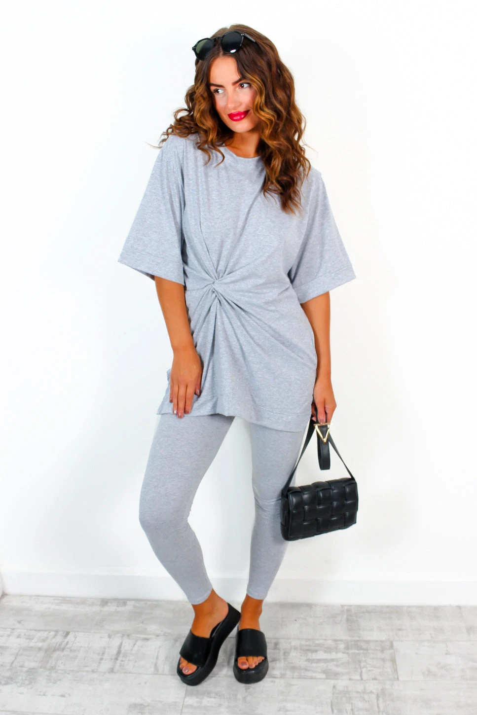 Let's Get Together - Grey Twist Front T-Shirt Legging Co-Ord 4 Let's Get Together - Grey Twist Front T-Shirt Legging Co-Ord - Image 4