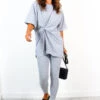 Let's Get Together - Grey Twist Front T-Shirt Legging Co-Ord