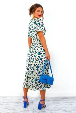 Lets Split - Cream Green Leopard Print Midi Dress -Fashion Clothing Store Let sSplit CreamGreenLeopardPrintMidiDress3