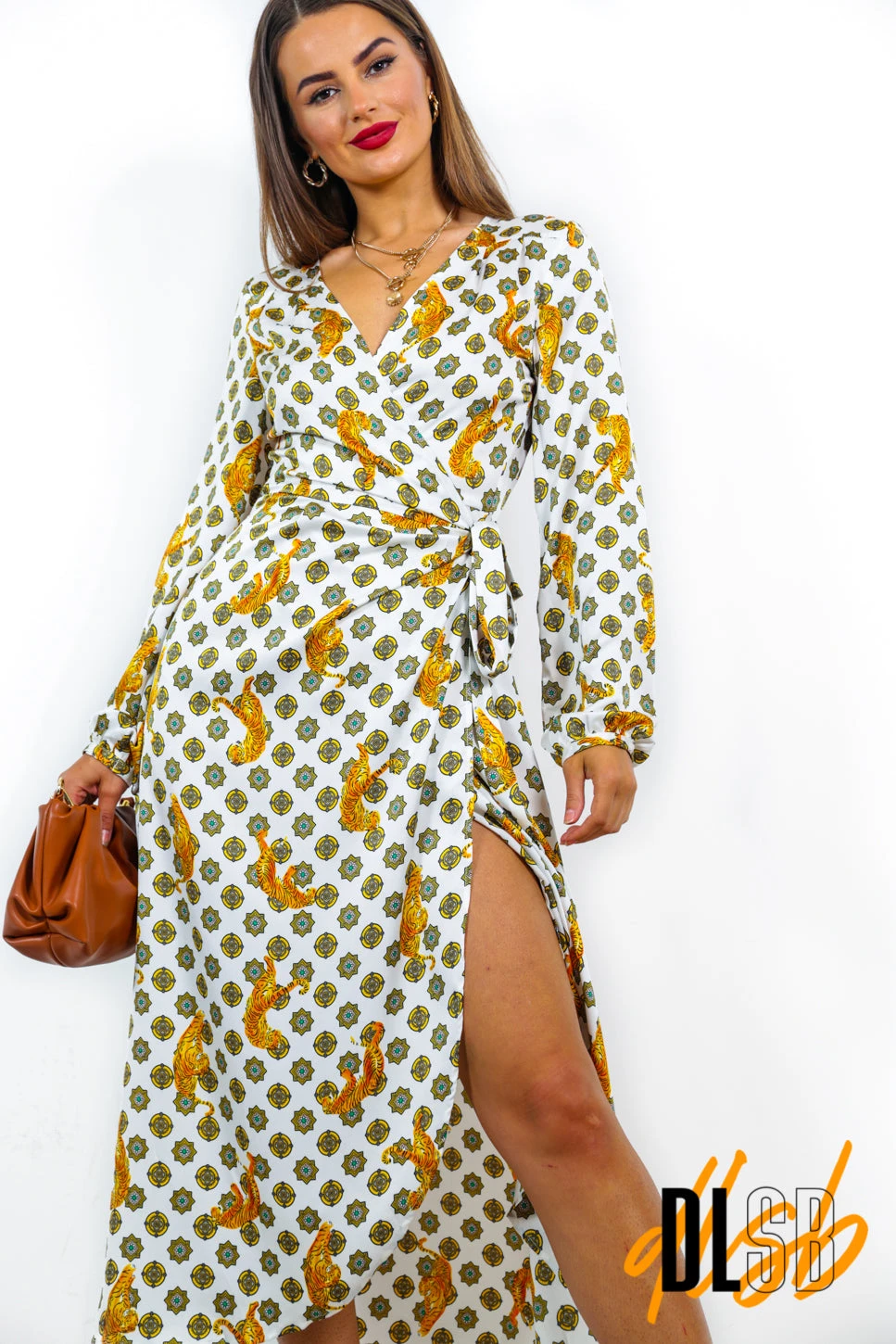 Lets Talk Tiger - White Animal Print Wrap Dress 3 Lets Talk Tiger - White Animal Print Wrap Dress - Image 3