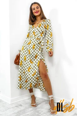 Lets Talk Tiger - White Animal Print Wrap Dress