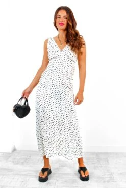 Living In The Moment - White Black Polka Dot Maxi Dress 14 Living In The Moment - White Black Polka Dot Maxi Dress -Fashion Clothing Store LivingInTheMoment WhiteBlackPolkaDotMaxiDress 3