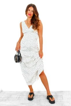 Living In The Moment - White Black Polka Dot Maxi Dress 15 Living In The Moment - White Black Polka Dot Maxi Dress -Fashion Clothing Store LivingInTheMoment WhiteBlackPolkaDotMaxiDress 5