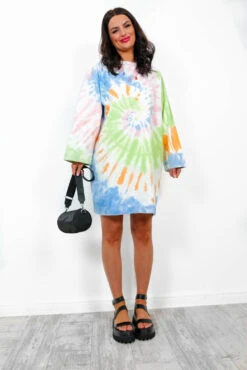 Love Never Dyes - Lime Tie Dye Mini Dress