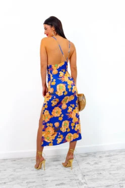 Lust For Me - Blue Orange Floral Midi Slip Dress -Fashion Clothing Store LustForMe BlueOrangeFloralMidiSlipDress 6