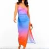 Lust For Me - Blue Orange Ombre Midi Slip Dress