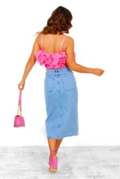 Made You Look - Pink Ruffle Crop Top -Fashion Clothing Store MadeYouLook PinkRuffleCropTop 1