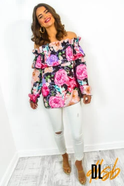 Make Me Bloom - Black Floral Top 7 Make Me Bloom - Black Floral Top -Fashion Clothing Store MakeMeBloom BlackFloralTop 3