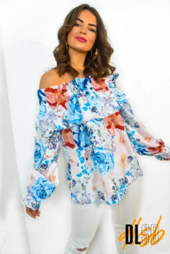 Make Me Bloom - Blue Floral Top