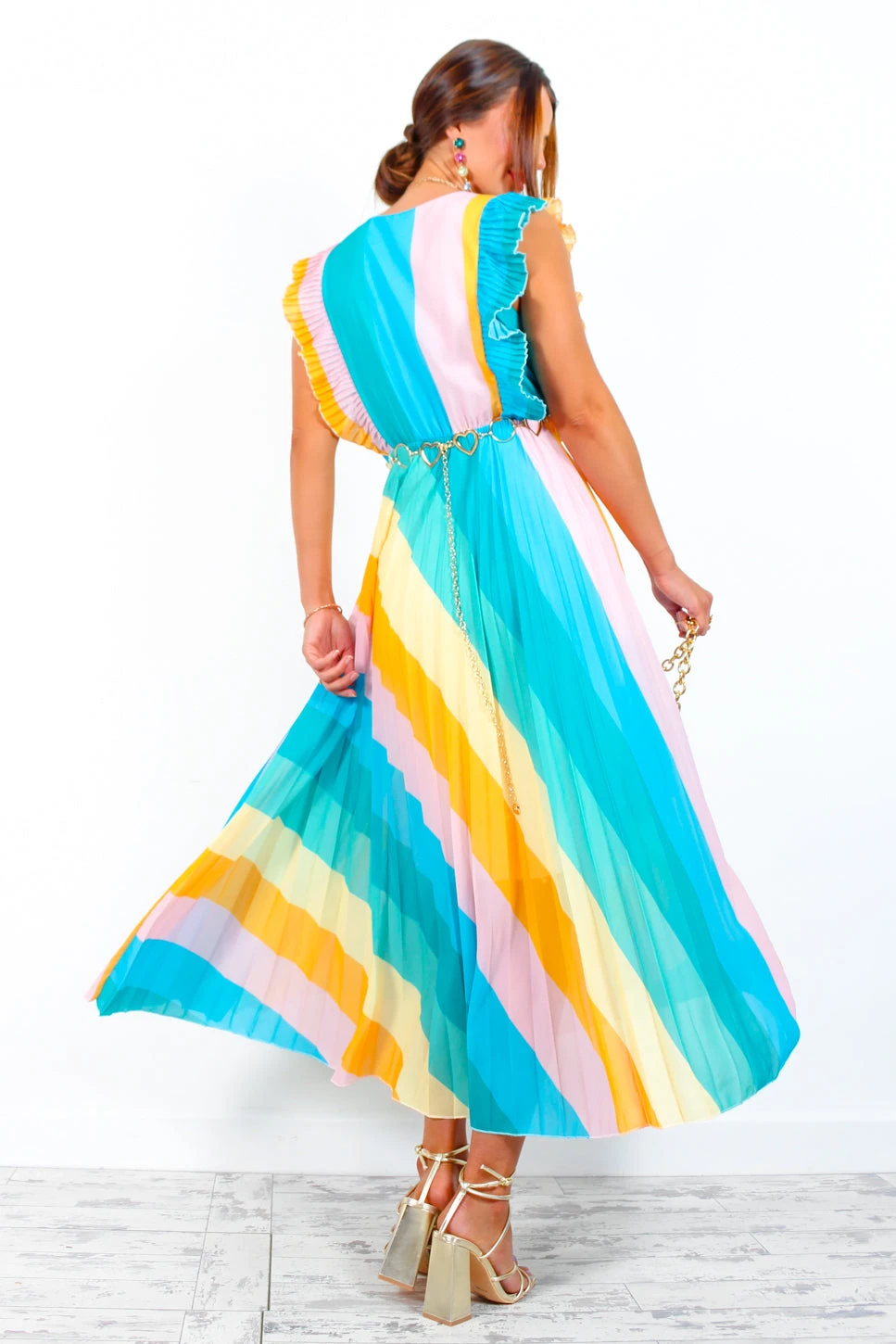 Mamma Mia - Blue Multi Stripe Maxi Dress 4 Mamma Mia - Blue Multi Stripe Maxi Dress - Image 4
