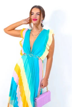 Mamma Mia - Blue Multi Stripe Maxi Dress 16 Mamma Mia - Blue Multi Stripe Maxi Dress -Fashion Clothing Store MammaMia BlueMultiStripeMaxiDress 6 2