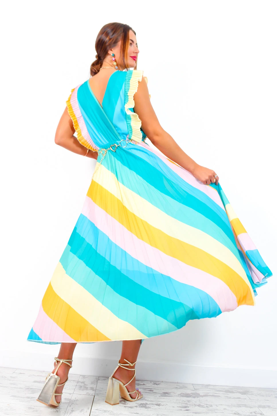 Mamma Mia - Blue Multi Stripe Maxi Dress 9 Mamma Mia - Blue Multi Stripe Maxi Dress - Image 9