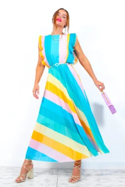 Mamma Mia - Blue Multi Stripe Maxi Dress 14 Mamma Mia - Blue Multi Stripe Maxi Dress -Fashion Clothing Store MammaMia BlueMultiStripeMaxiDress 9 2