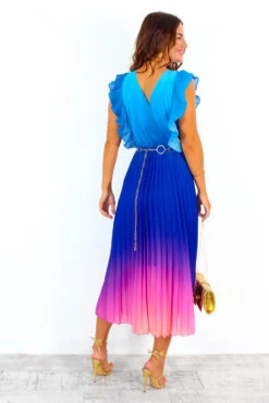 Mamma Mia - Blue Pink Ombre Pleated Maxi Dress -Fashion Clothing Store MammaMia BluePinkOmbrePleatedMaxiDress 9