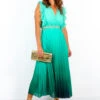 Mamma Mia - Green Ombre Pleated Maxi Dress
