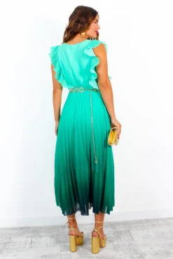 Mamma Mia - Green Ombre Pleated Maxi Dress -Fashion Clothing Store MammaMia GreenOmbrePleatedMaxiDress 6