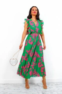 Mamma Mia - Green Pink Floral Pleated Maxi Dress 15 Mamma Mia - Green Pink Floral Pleated Maxi Dress -Fashion Clothing Store MammaMia GreenPinkFloralPleatedMaxiDress2