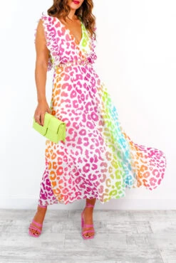 Mamma Mia - White Multi Ombre Leopard Pleated Maxi Dress -Fashion Clothing Store MammaMia WhiteMultiOmbreLeopardPleatedMaxiDress 4