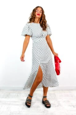 Meet Me Outside - White Polka Dot Midi Dress -Fashion Clothing Store MeetMeOutside WhitePolkaDotMidiDress 2