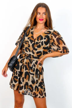 Mi Amore - Beige Leopard Print Belted Mini Dress -Fashion Clothing Store MiAmore BeigeLeopardPrintBeltedMiniDress 3