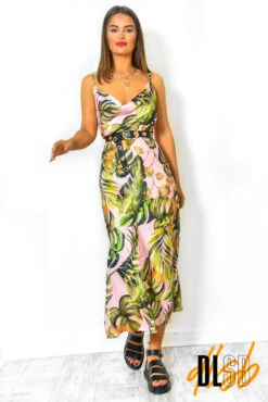 Miami - Blush Tropical Slip Dress -Fashion Clothing Store Miami BlushTropicalSlipDress 2