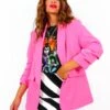Mind Your Business - Pink Ruched Sleeve Blazer