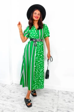 Mixed Up - Green Black Print Midi Shirt Dress -Fashion Clothing Store MixedUp GreenBlackPrintMidiShirtDress 4