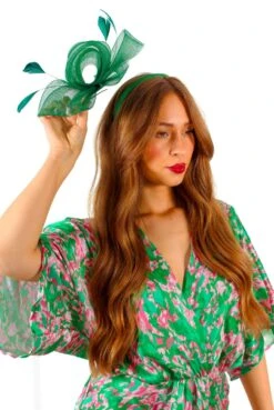 My Fascination - Green Feather Mesh Fascinator -Fashion Clothing Store MyFascination GreenFeatherMeshFascinator 4