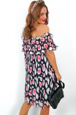 My Rules - Black Fuchsia Pleated Mini Dress -Fashion Clothing Store MyRules BlackFuchsiaPleatedMiniDress6